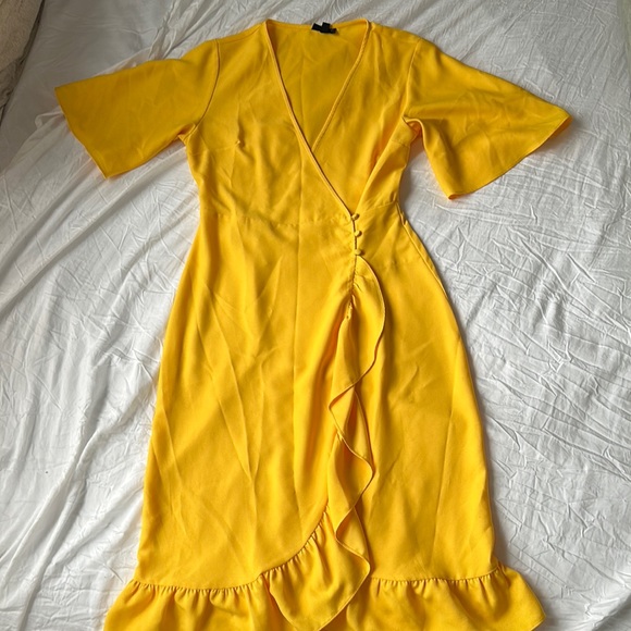 Topshop Yellow Button Down Midi Dress - Picture 1 of 4